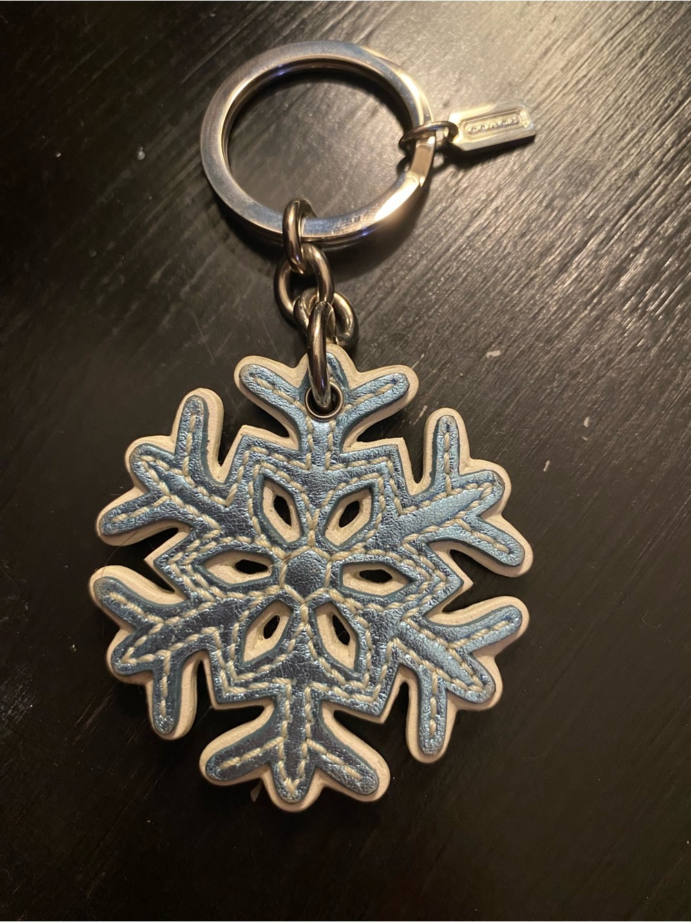Coach Light Blue Snowflake Keyring Charm